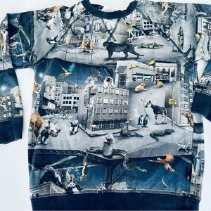 Molo Cityscape Animal Adventure Sweatshirt - Blue and Gray